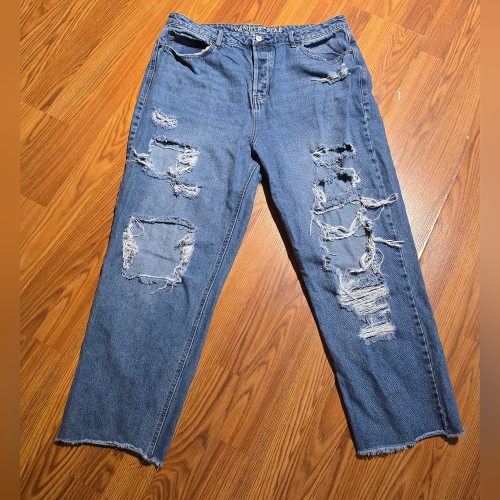 Vanilla Star Blue Distressed Boyfriend Jeans